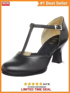 Leather Character Dance Shoes T-Strap 2.5" Heel Split Flex